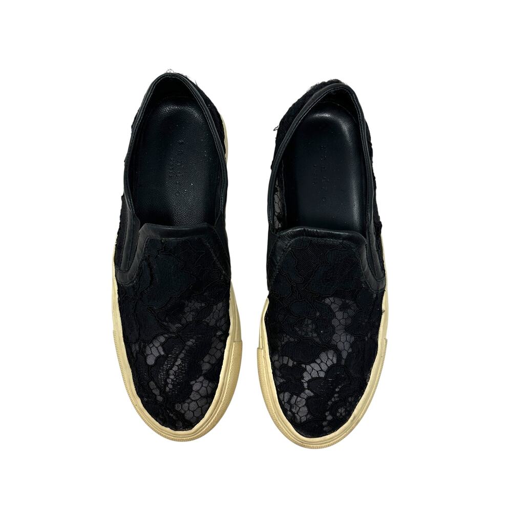 Sandro Anikka Lace Sneakers Slip-On Flat Black Size 39 US 8.5 - Picture 4 of 16